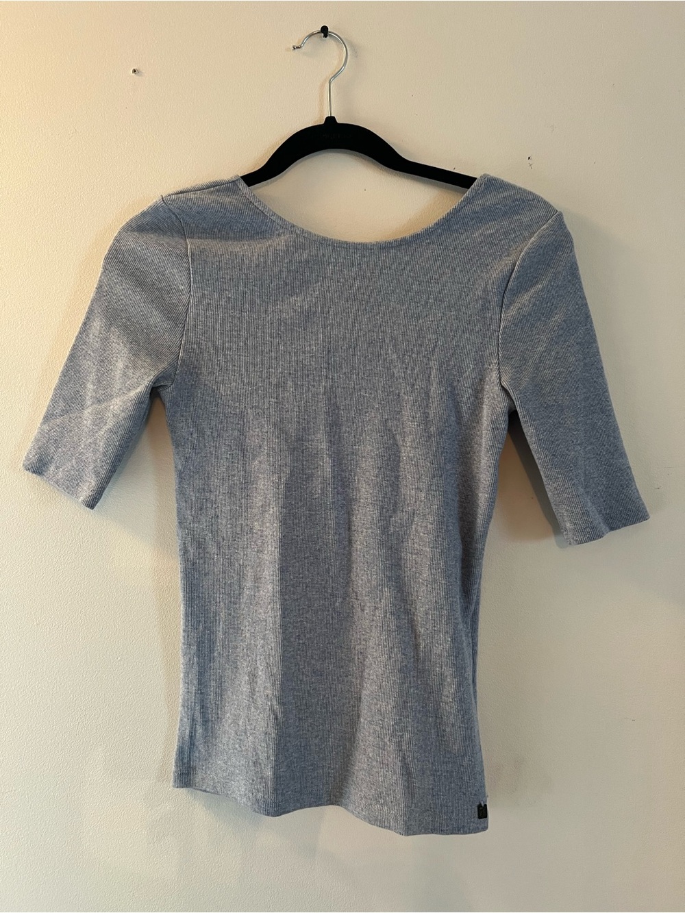 Gray Blue Women's Short Sleeve Knit Top